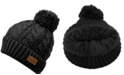Angela & William Cable Pom Beanie with Sherpa Lining